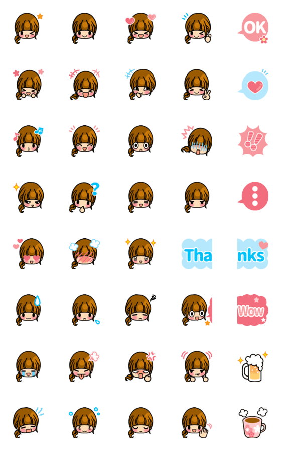 [LINE絵文字]働く女子の絵文字（基本編）の画像一覧