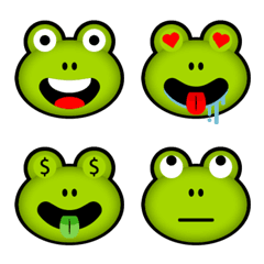 [LINE絵文字] Funny Green Frog Emojiの画像