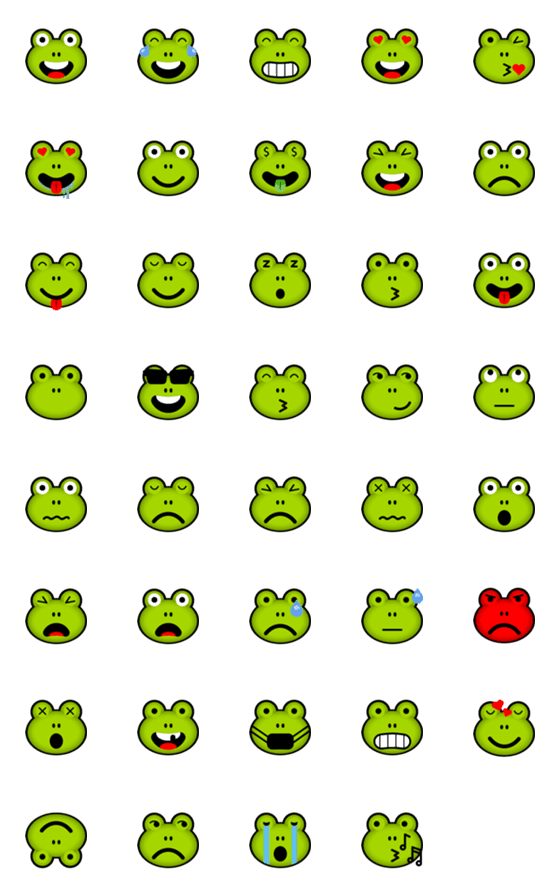 [LINE絵文字]Funny Green Frog Emojiの画像一覧