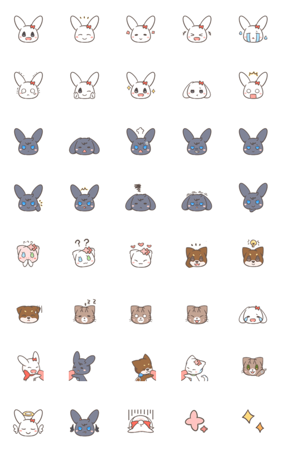 [LINE絵文字]Two-sided Rabbit emojiの画像一覧