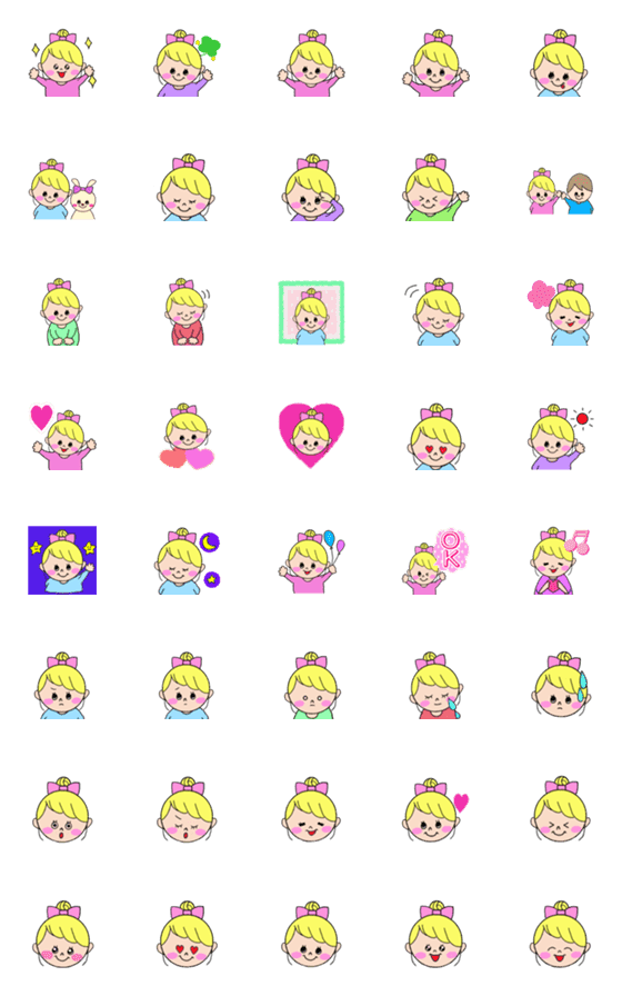 [LINE絵文字]お団子女子♡カラフルポップちゃん(絵文字)の画像一覧