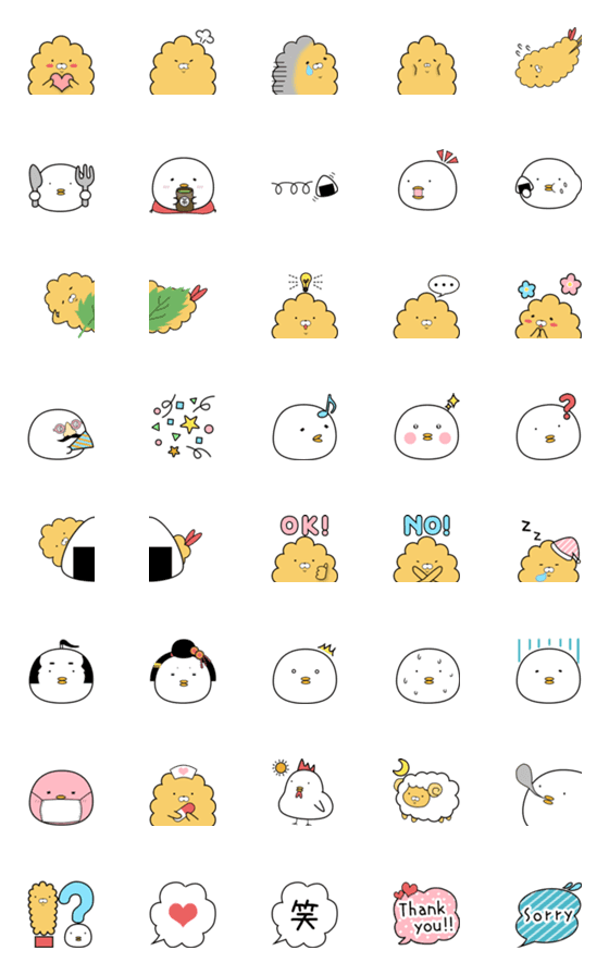 [LINE絵文字]エビざらし＆ピヨだいふくの画像一覧