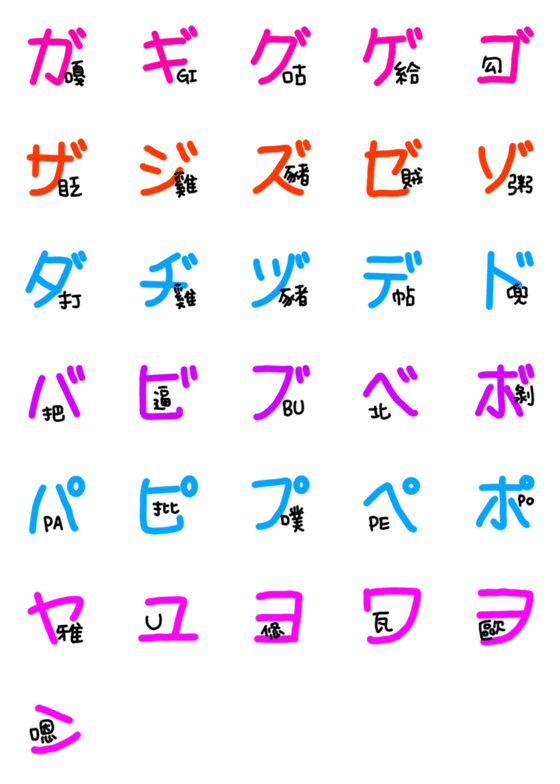 [LINE絵文字]Hachi play art: JAPANESE 50 KATAKANA2！！の画像一覧