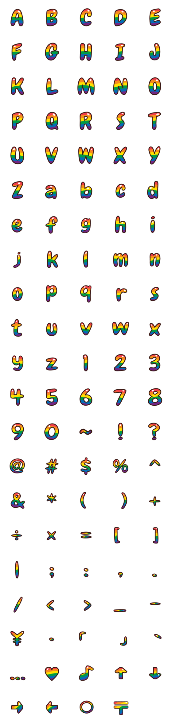 [LINE絵文字]English alphabet rainbowの画像一覧