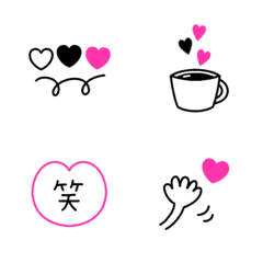 [LINE絵文字] ちいさめ♡ピンク×ブラック絵文字♡の画像