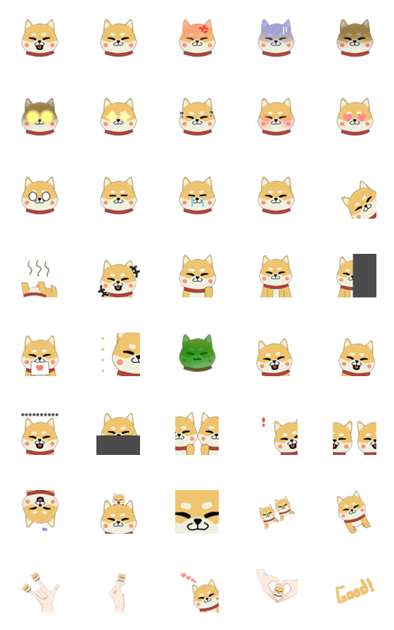 [LINE絵文字]Cute Shiba Inu Emoticonの画像一覧