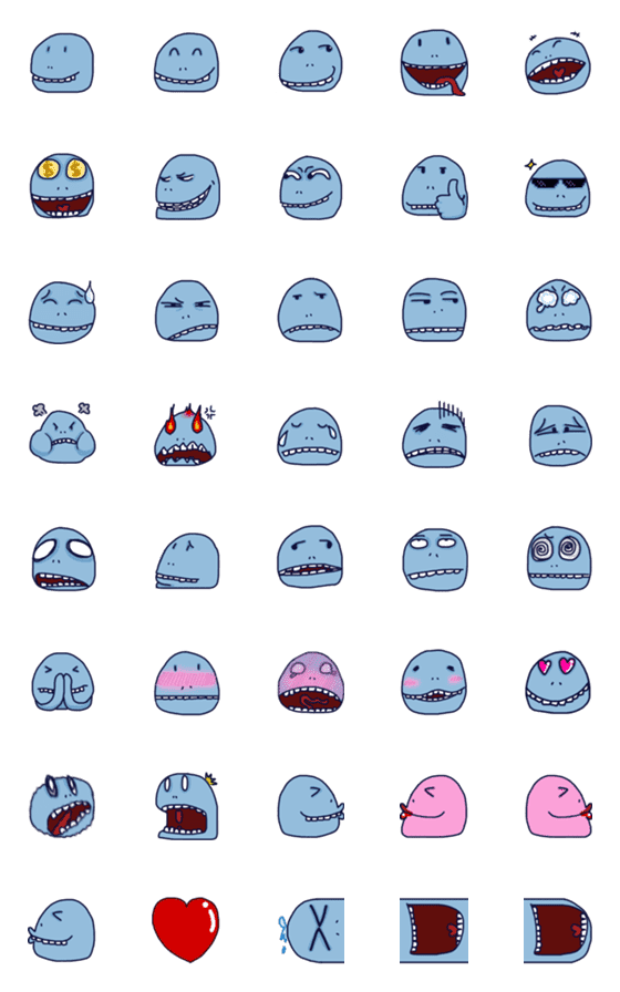 [LINE絵文字]Mr. Whale and his friends 06 (emoji)の画像一覧