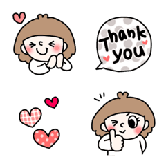 [LINE絵文字] ふわふわおかっぱちゃん絵文字の画像