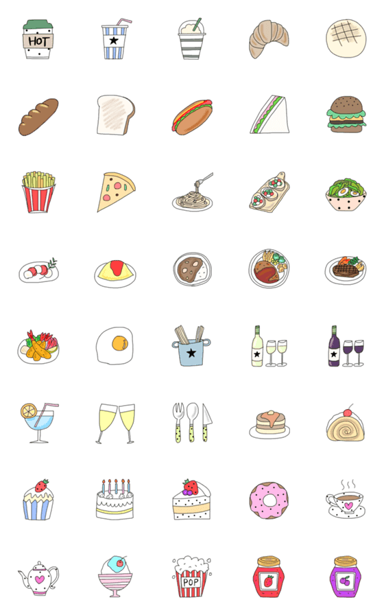 [LINE絵文字]オシャレキュートな大人food☆洋食絵文字の画像一覧