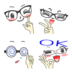 [LINE絵文字] 会話で使おう！シンプルで可愛い眼鏡絵文字の画像