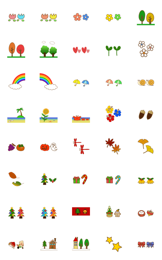 [LINE絵文字]繋げて使う季節の絵文字の画像一覧