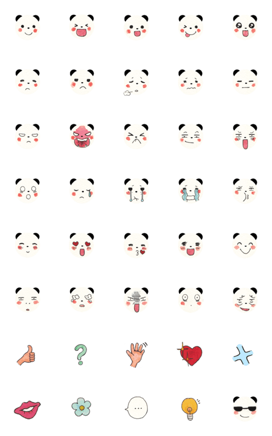[LINE絵文字]Water Color Panda Emojiの画像一覧