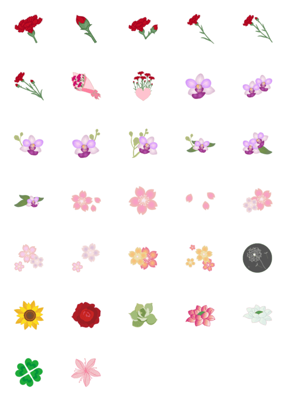 [LINE絵文字]美しい実用的な花の画像一覧