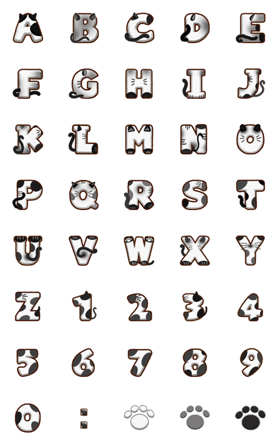[LINE絵文字]タイキャットA-Z絵文字ニャーの画像一覧