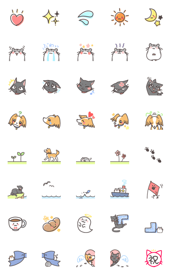 [LINE絵文字]いぬねこはむのゆる絵文字の画像一覧