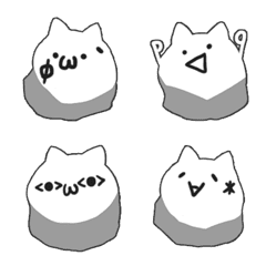 [LINE絵文字] ヘンテコな猫_顔文字の画像