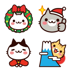 [LINE絵文字] ねこの缶詰め クリスマス＆お正月の絵文字の画像