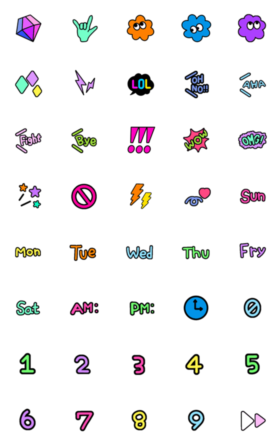 [LINE絵文字]カラフルでポップな絵文字の画像一覧