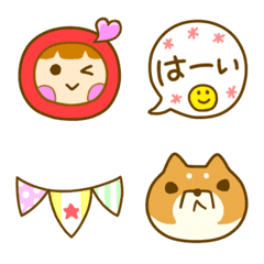 [LINE絵文字] シンプルかわいい！マルずきんちゃん絵文字の画像