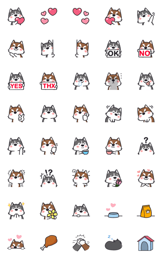 [LINE絵文字]Husky Emoji 1の画像一覧