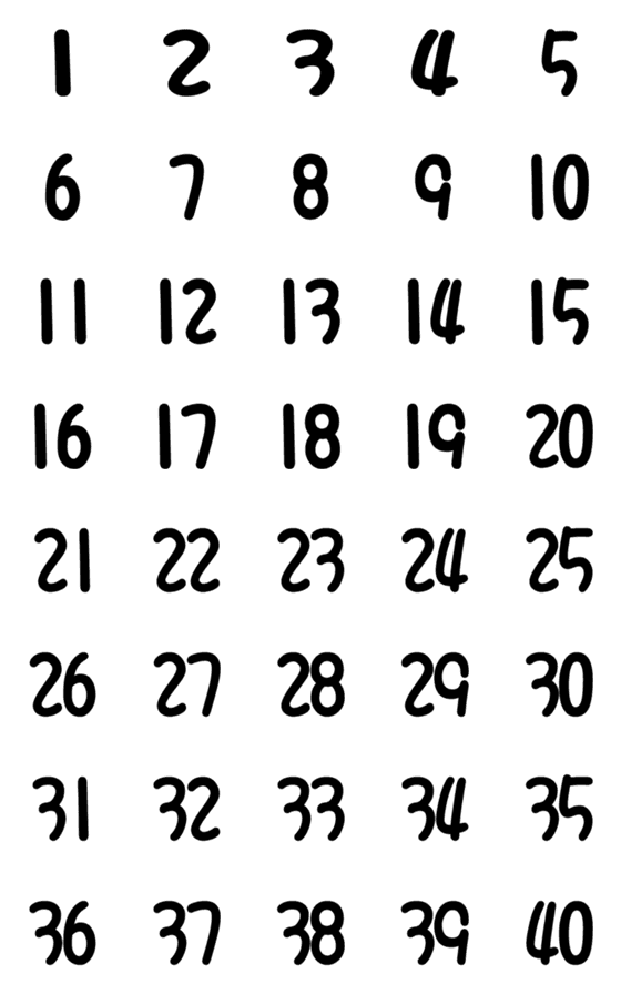 [LINE絵文字]使いやすい番号1〜40の画像一覧