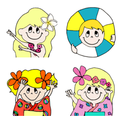 [LINE絵文字] little travelers "summer" emojiの画像