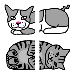 [LINE絵文字] 2つで1匹の猫になる絵文字(1)の画像