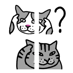 [LINE絵文字] 2つで1匹の猫になる絵文字(2)の画像