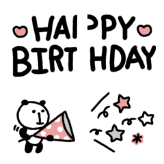 [LINE絵文字] ゆるパンダ モノクロ 誕生日 絵文字の画像