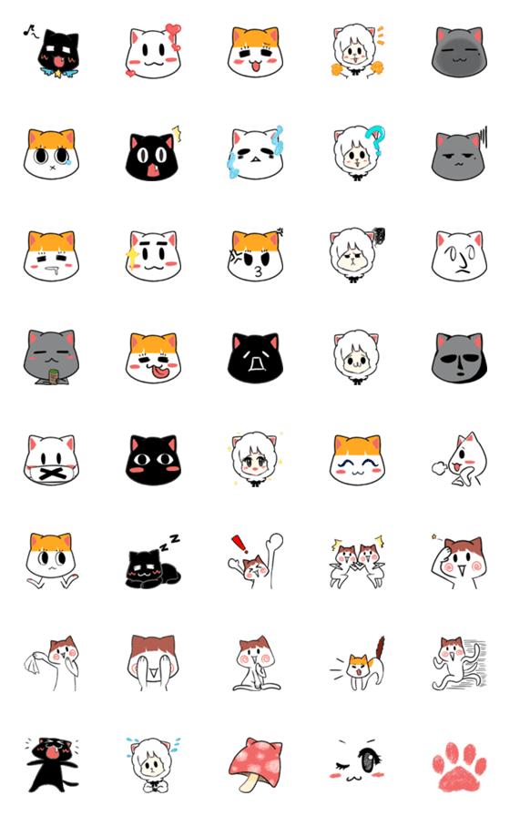 [LINE絵文字]アルパカと猫のEmojiの画像一覧