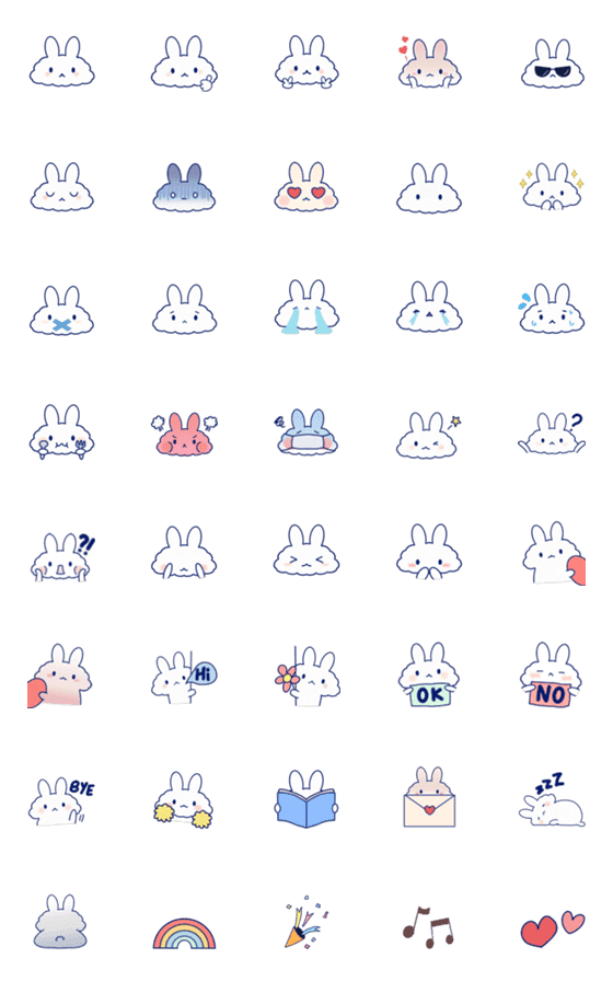 [LINE絵文字]Cloud Rabbit Emojiの画像一覧