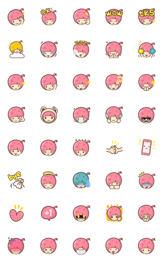 [LINE絵文字]Strawberry Girl Emojiの画像一覧