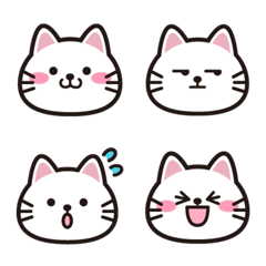 [LINE絵文字] デイリーに使える！しろ猫 たっぷり40個の画像