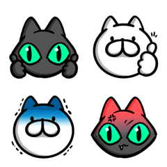 [LINE絵文字] 白い猫と黒い猫の画像