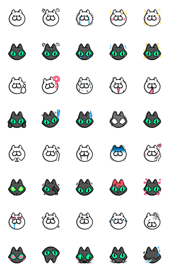 [LINE絵文字]白い猫と黒い猫の画像一覧