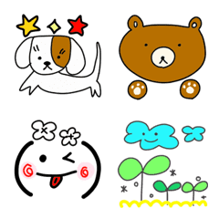 [LINE絵文字] カワイイ動物達とおちゃめな顔文字の絵文字の画像