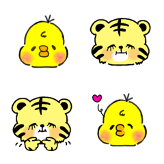 [LINE絵文字] ピヨちゃんとトラたんの画像