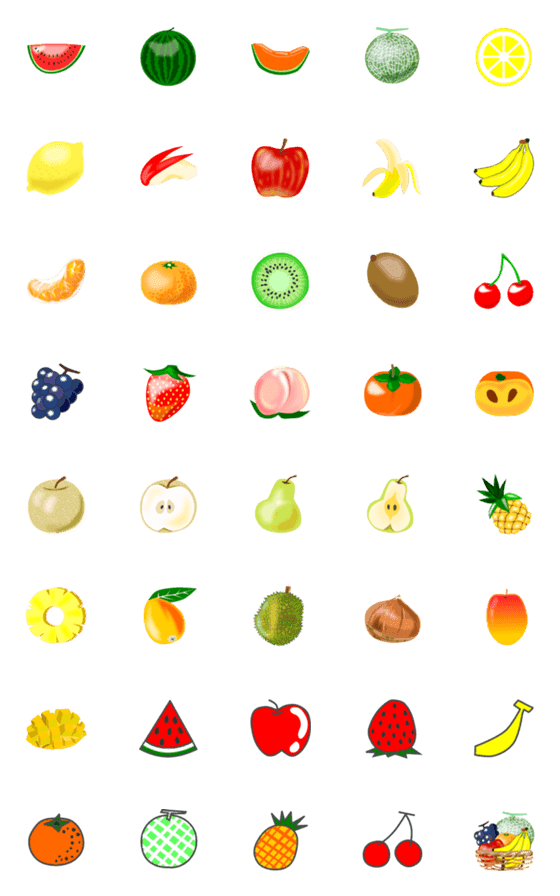 [LINE絵文字]会話で使おう！かわいい果物の絵文字の画像一覧