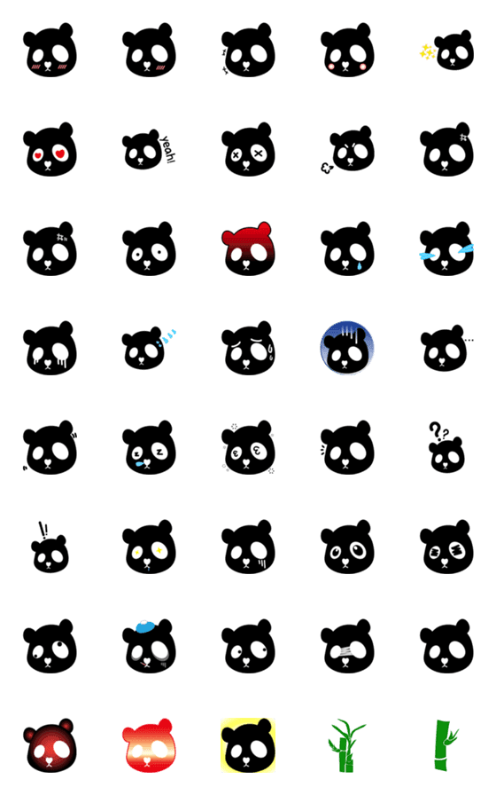 [LINE絵文字]Black Panda Emoticonsの画像一覧