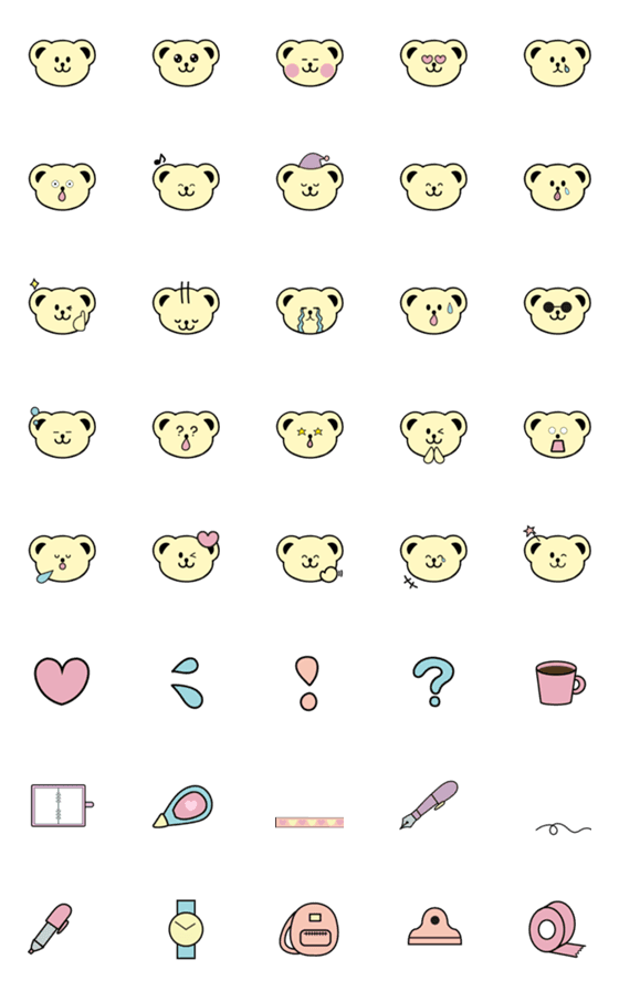 [LINE絵文字]手帳好きのクマの画像一覧