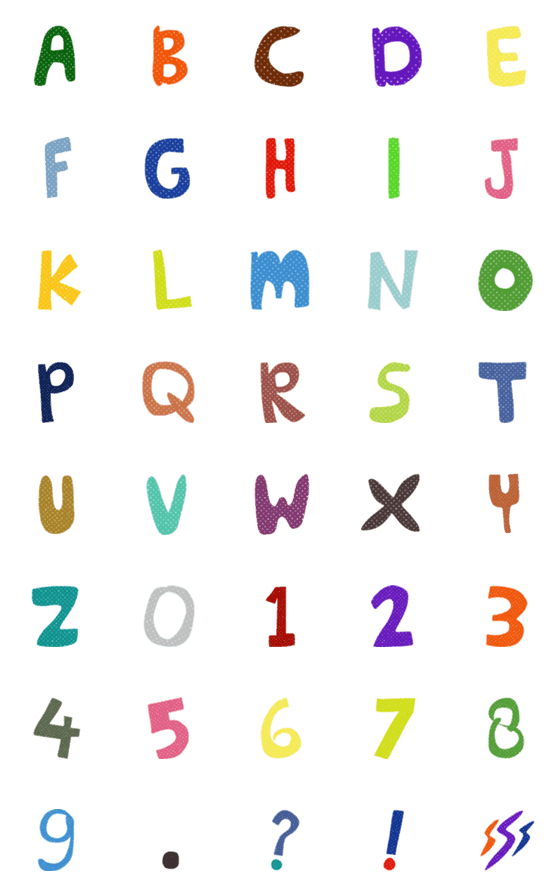 [LINE絵文字]ALPHABETS NUMBERS CUTE EMOJIの画像一覧