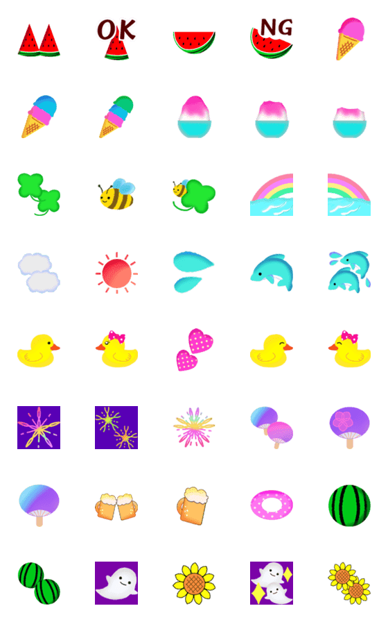 [LINE絵文字]誰でも使える！【夏絵文字】の画像一覧