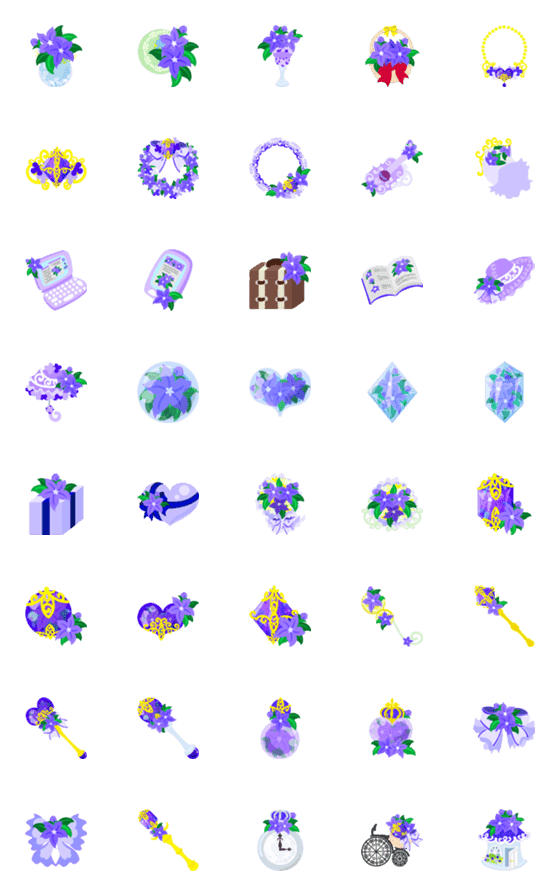 [LINE絵文字]Purple Flower Emojiの画像一覧