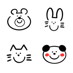 [LINE絵文字] 使える！シンプルでモノクロな動物たちの画像