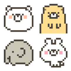 [LINE絵文字] かわいいよ！くまの動物園ですドット絵文字の画像