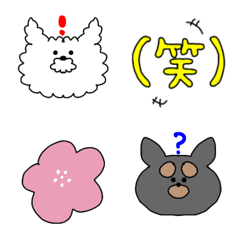 [LINE絵文字] ふあふあの犬とまゆ毛の犬 いろいろ絵文字の画像