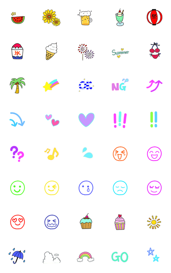 [LINE絵文字]かわいくてカラフルな絵文字♡夏の絵文字もの画像一覧