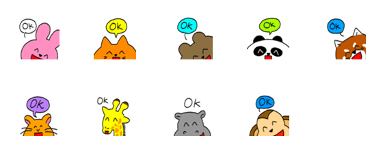 [LINE絵文字]OK animal friends_Emojiの画像一覧