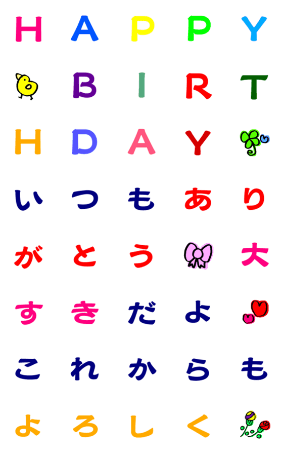 [LINE絵文字]プレゼント専用お誕生日メッセージ絵文字の画像一覧