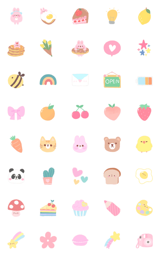 [LINE絵文字]Cutie Pastel Emojisの画像一覧